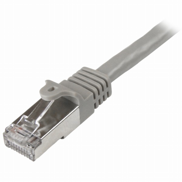 カテゴリ6LANケーブル1mグレーツメ折れ防止RJ45コネクタS/FTP(2重シールドツイストペア)ケーブル