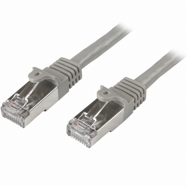 カテゴリ6LANケーブル2mグレーツメ折れ防止RJ45コネクタS/FTP(2重シールドツイストペア)ケーブル