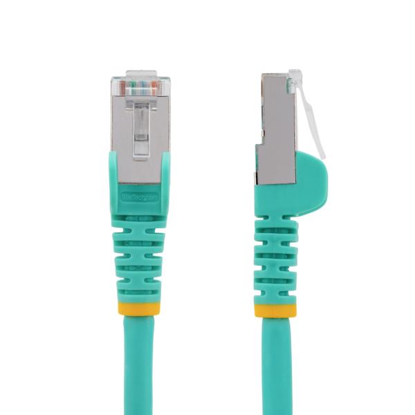 カテゴリー6ALANケーブル/7.5m/アクア/LSZH(低煙ゼロハロゲン)/10GbE500MHz/100WPoE++/S/FTP/ETL認証済/ツメ折れ防止機構付