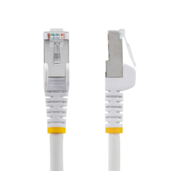 カテゴリー6ALANケーブル/2m/ホワイト/LSZH(低煙ゼロハロゲン)/10GbE500MHz/100WPoE++/S/FTP/ETL認証済/ツメ折れ防止機構付