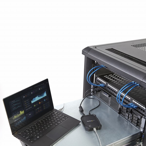 ノートパソコン-サーバ接続KVMコンソール(保護筐体入り)USBクラッシュカートアダプタファイル転送/ビデオキャプチャ機能USBバスパワー対応