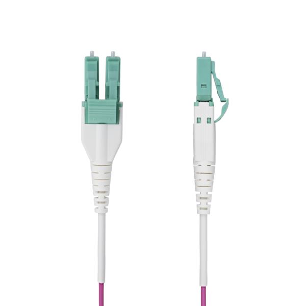 光ファイバーケーブル/OM4 マルチモード/15m/LCLC UPC/50/125/2芯/100G/エリカバイオレット