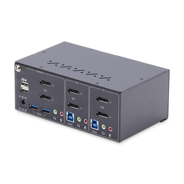 KVMスイッチ/2ポート/2画面/DP/4K60Hz/4x USB Type-A/AUX
