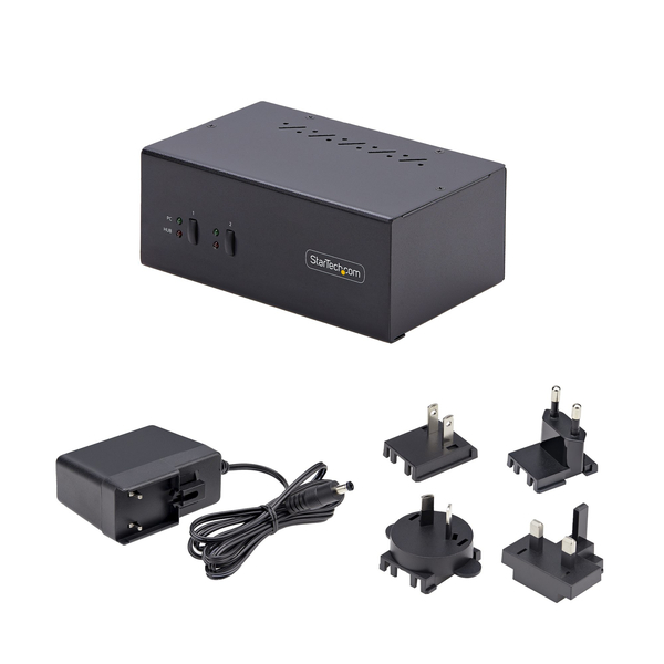 KVMスイッチ/2ポート/2画面/DP/4K60Hz/4x USB Type-A/AUX