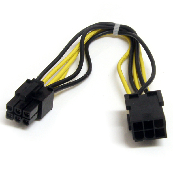 20cm6ピンPCIExpress電源延長ケーブル1x6ピンメス-1x6ピンオス