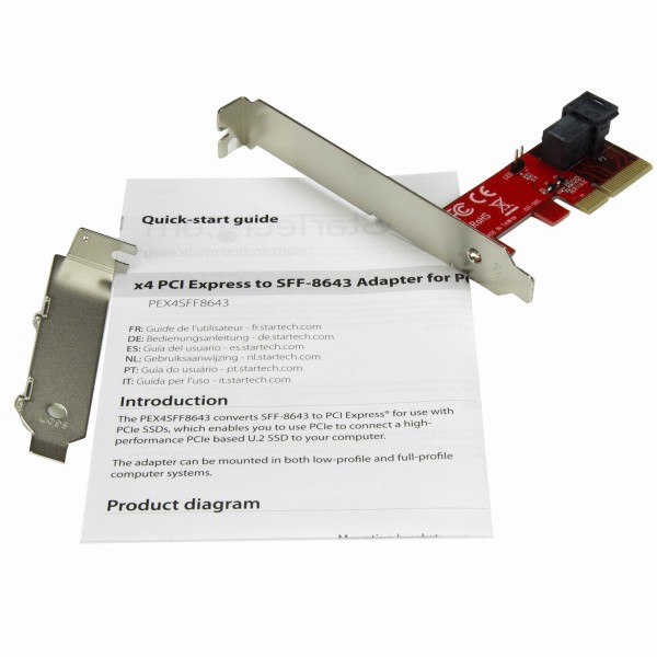 x4PCIExpress-SFF-8643変換アダプタNVMExpress対応2.5インチSSD用アダプタ(4レーンPCIe3.0スロット接続)