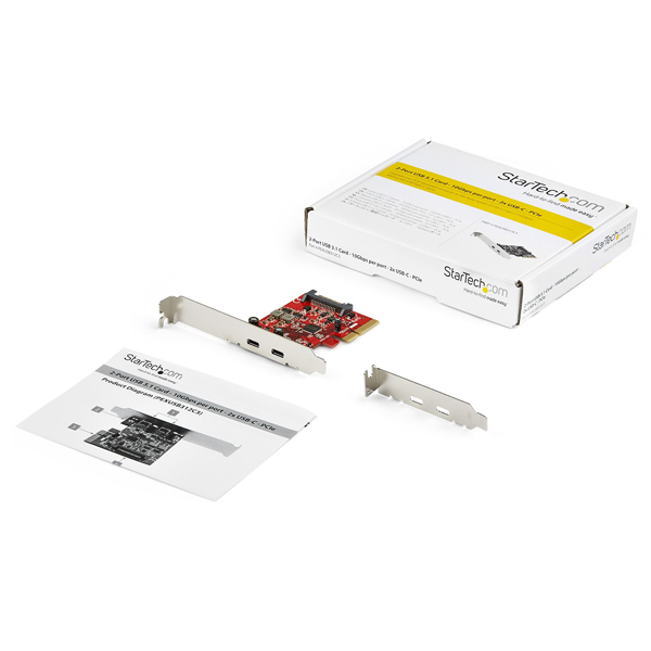 2ポートUSBType-C増設PCIExpressカードUSB3.1Gen2(10Gbps)準拠PCIeGen3x4対応ASM3142チップセット搭載