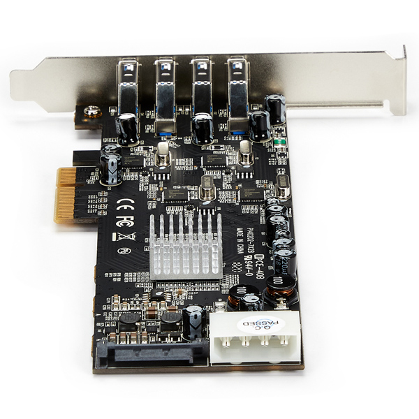 SuperSpeedUSB3.04ポート増設PCIExpress/PCIex4インターフェースカード4個の専用5GbpsチャネルUASP対応SATA(15ピン)/ペリフェラル(4ピン)電源端子付き