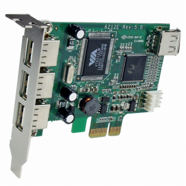 HighSpeedUSB2.04ポート増設PCIExpressカードロープロファイル対応外部ポートx3/内部ポートx1
