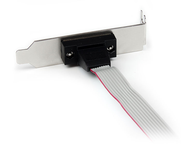 40cmマザーボード接続用シリアルケーブル(ロープロファイル対応)スロットカバー付DB9/D-Sub9ピンオス-10ピンマザーボードシリアルヘッダーメス