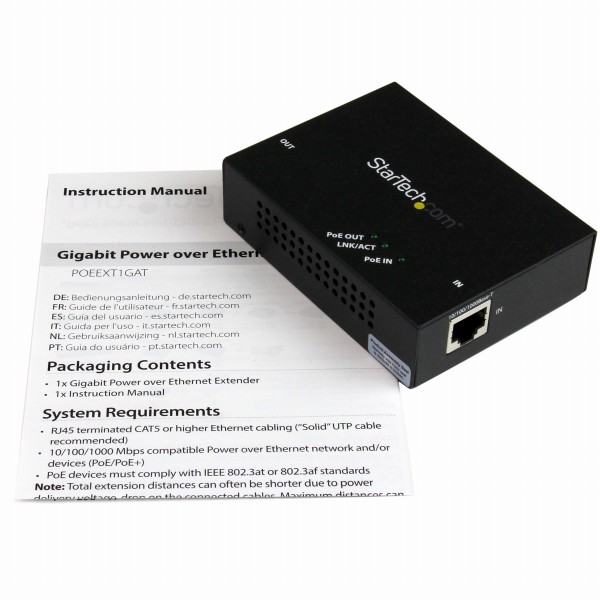 ギガビットPoE+エクステンダーIEEE802.3at/af準拠LANエクステンダー100m最大4台までデイジーチェーン接続可能なPoE給電アダプタ