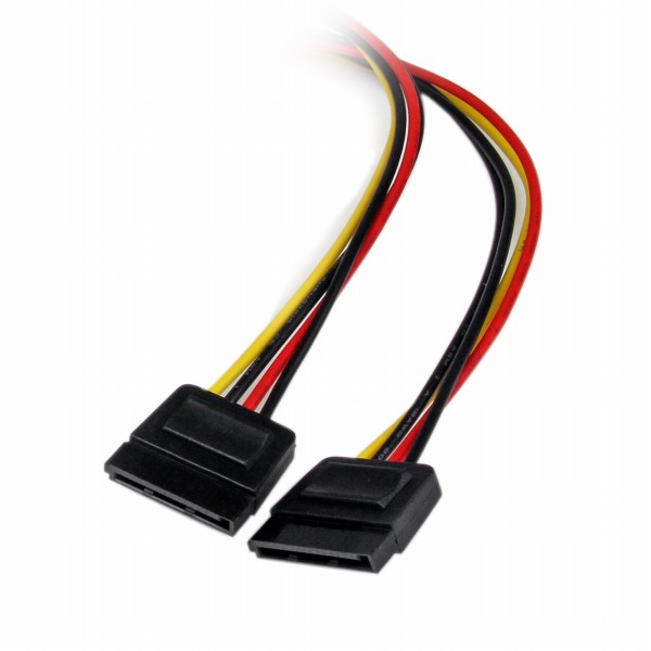 30cm電源分岐変換ケーブルペリフェラル電源コネクタ(4ピン)-2xSATA電源コネクタ(15ピン)