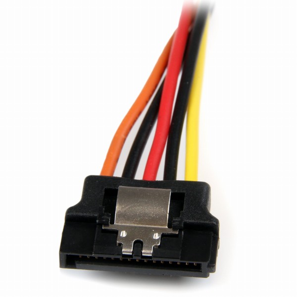 15cmラッチ付きSATA電源ケーブルシリアルATAY字分岐/スプリッターケーブル1xSATA電源プラグ(オス)-2xSATA電源レセプタクル(メス)