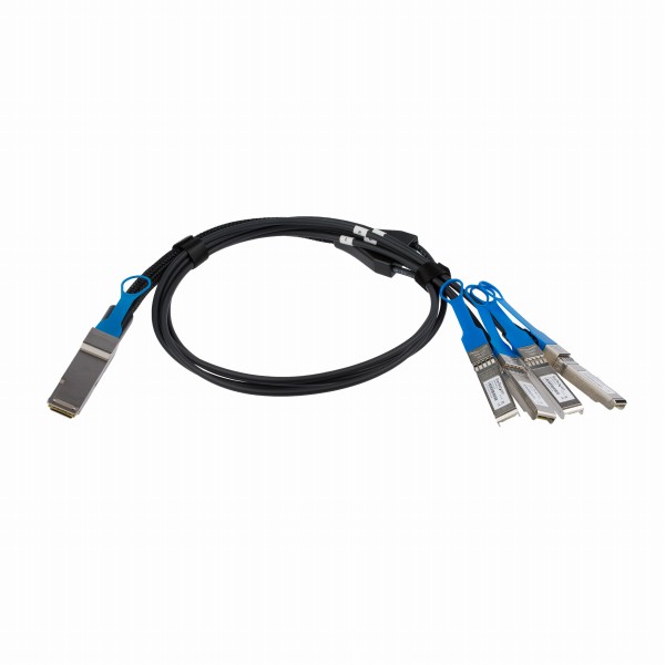 DAC Twinaxブレークアウトケーブル／1m／MSA対応アンコード／40GbE QSFP+ - 4x SFP+ 銅線