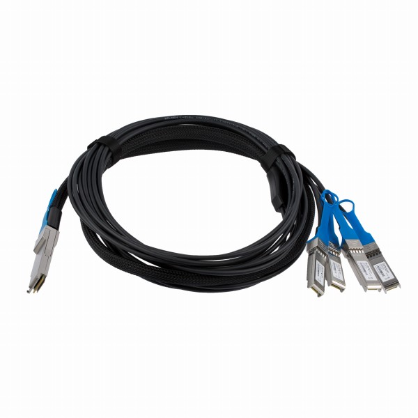 DAC Twinaxブレークアウトケーブル／3m／MSA対応アンコード／40GbE QSFP+ - 4x SFP+ 銅線
