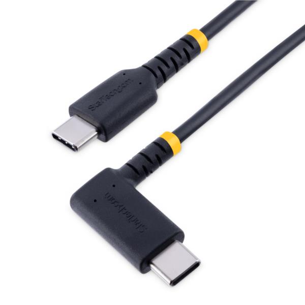 USBケーブル/USB-C-USB-C/1m/USB2.0/L型右向き/USBPD対応/急速充電&データ転送/高耐久アラミド繊維補強/Type-C充電&同期コード/タイプCL字コネクター