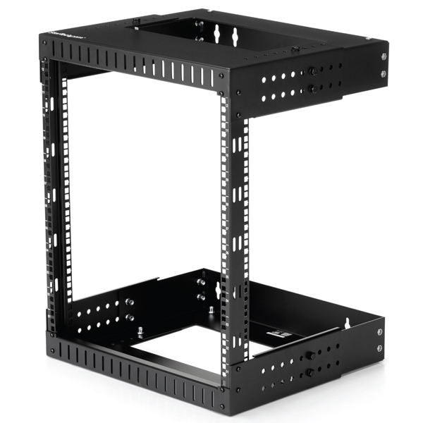 12Uウォールマウント19インチサーバーラック2ポストオープンフレーム/壁掛け式奥行き調整可能(12-20インチ)