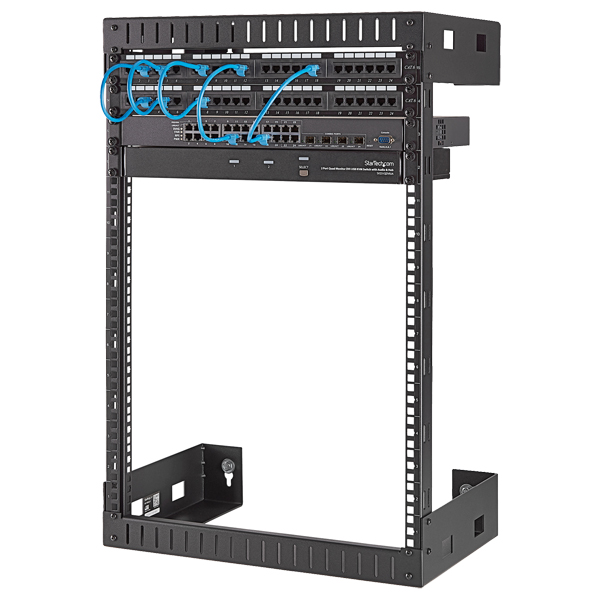 15Uウォールマウント19インチサーバーラック2ポストオープンフレーム/壁掛け式奥行き12インチ