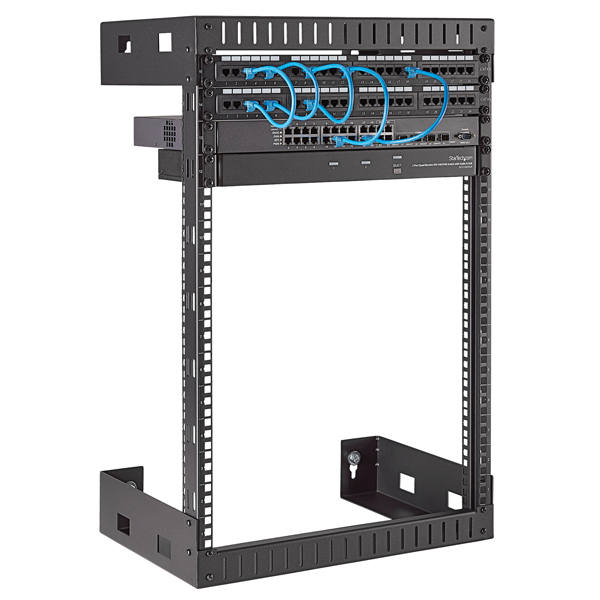 15Uウォールマウント19インチサーバーラック2ポストオープンフレーム/壁掛け式奥行き12インチ
