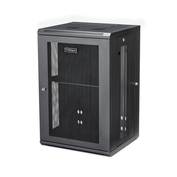 サーバーラック/壁掛型キャビネット/18U/4ポスト/取付奥行40cm/耐荷重90kg/ヒンジ付/ネットワーク機器収納用