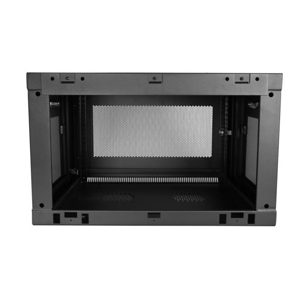 19インチサーバーラック/6U/2ポスト/壁掛けタイプ/取付奥行38cm/ロック付きラックキャビネット/通気スリット・メッシュ