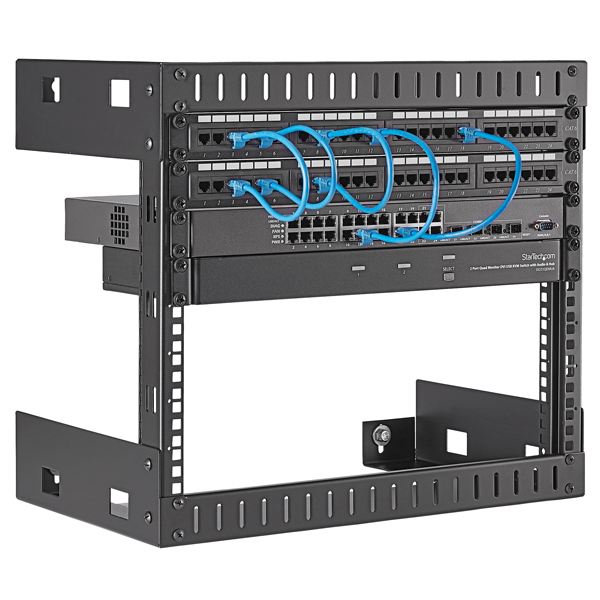 サーバーラック(8U/EIA規格)壁掛けタイプ奥行き12インチ2ポストオープンフレーム耐荷重80kg