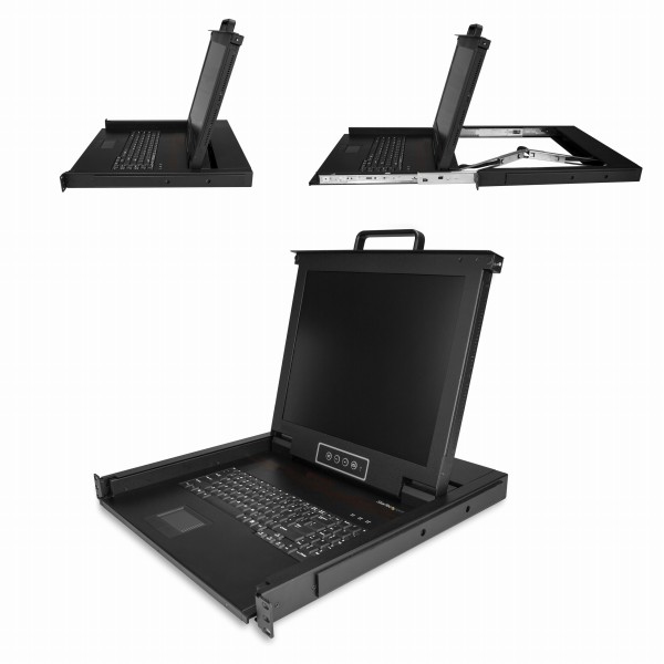 ラックマウント対応KVMコンソールドロワーVGA対応17インチLCD1UシングルKVMスイッチ1280x1024