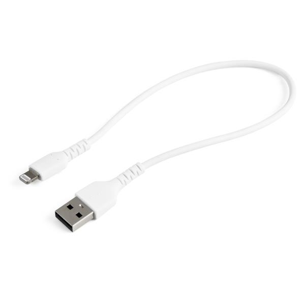 高耐久Lightning-USB-Aケーブル30cm/ホワイト/アラミド繊維補強/iPhone、iPod、iPad対応/AppleMFi認証アップルライトニング-USB充電同期ケーブル