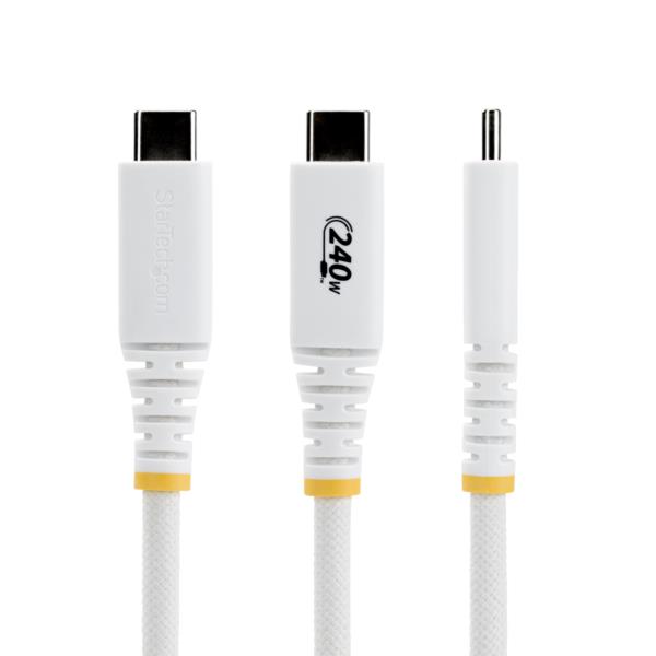 USB-Cケーブル/3m/USB 2.0/Type-C/240W 5A/USB-IF/ホワイト/高速充電 データ転送