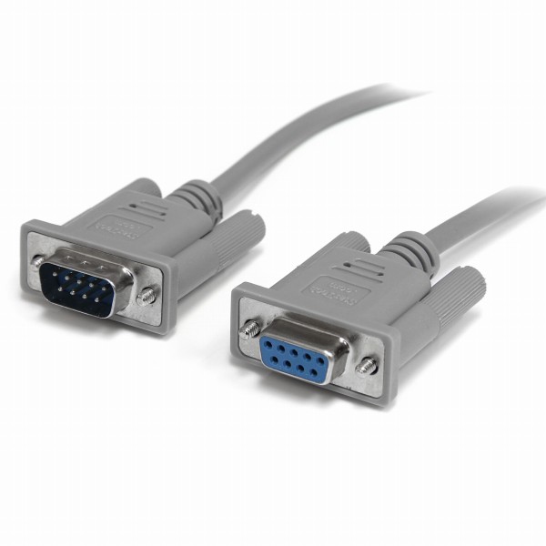 3m RS232Cシリアルクロス/ヌルモデムケーブル メス(DB-9/D-Sub9ピン) ‐ オス(DB-9/D-Sub9ピン) グレー