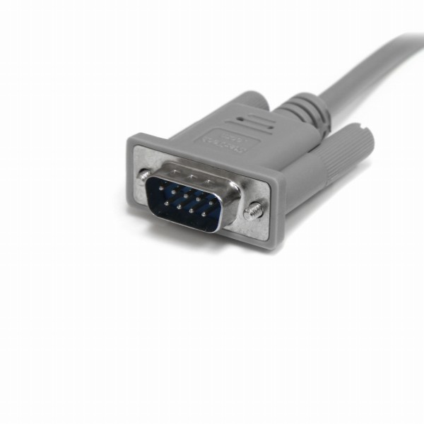 3m RS232Cシリアルクロス/ヌルモデムケーブル メス(DB-9/D-Sub9ピン) ‐ オス(DB-9/D-Sub9ピン) グレー