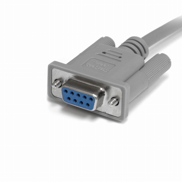 3m RS232Cシリアルクロス/ヌルモデムケーブル メス(DB-9/D-Sub9ピン) ‐ オス(DB-9/D-Sub9ピン) グレー