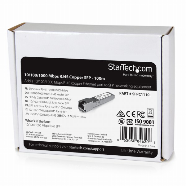 SFPモジュール／Cisco SFP-GE-T互換／1000BASE-T RJ-45銅線トランシーバー／100m