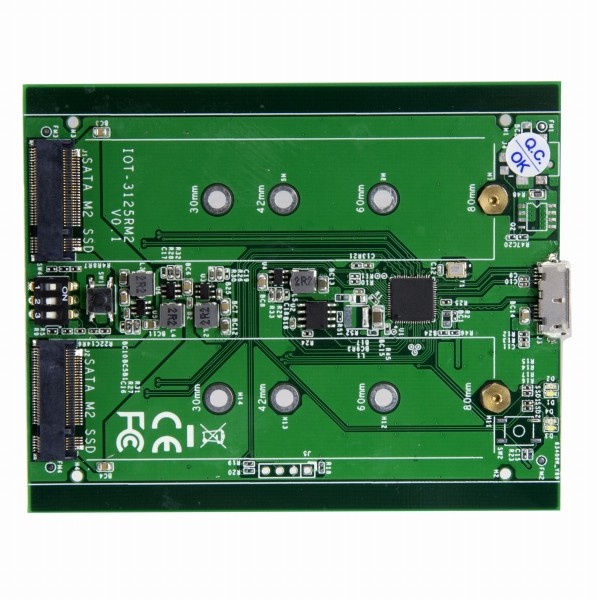 USB接続M.2SATASSD対応デュアルスロットアダプタケースUSB3.1Gen2(10Gbps)対応ケーブル付属(USB-A-Micro-B/USB-C-Micro-B)RAID対応