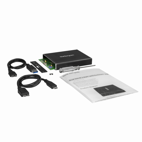 USB接続M.2SATASSD対応デュアルスロットアダプタケースUSB3.1Gen2(10Gbps)対応ケーブル付属(USB-A-Micro-B/USB-C-Micro-B)RAID対応