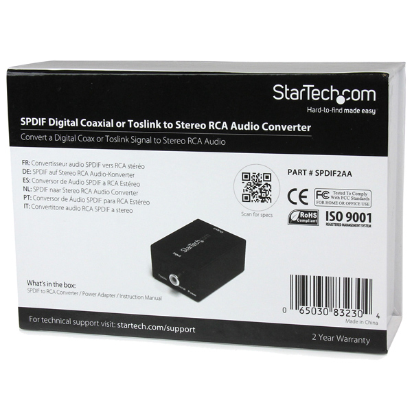 デジタル(光&同軸)-アナログオーディオコンバーター変換器入力:Toslink/デジタルコアキシャル出力:コンポジット(RCA)