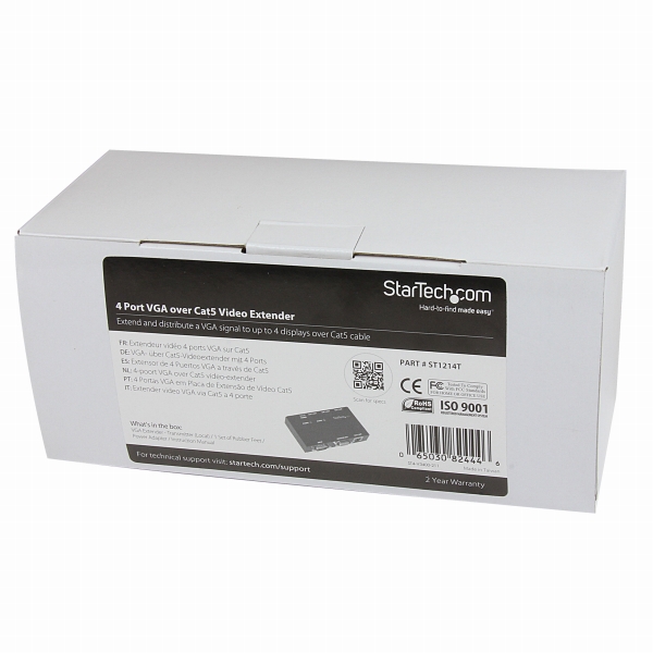 Cat5ケーブル対応4ポートVGAディスプレイエクステンダー延長器(送信機のみ)カテゴリ5LANケーブルにて最大150m延長最大4分配可能
