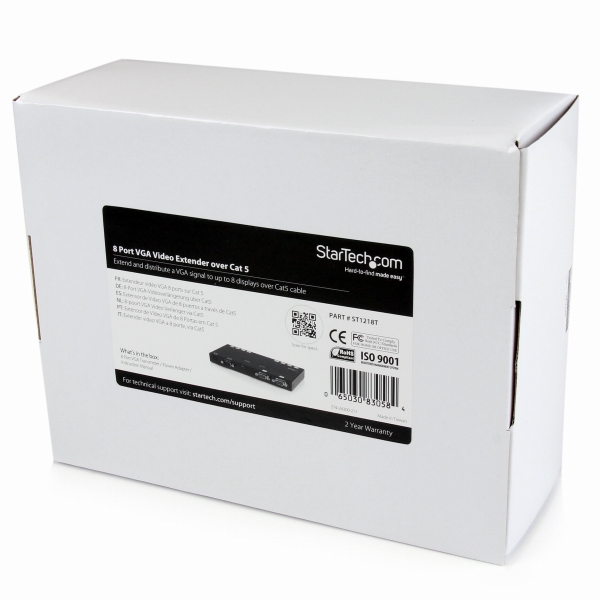 Cat5ケーブル対応8ポートVGAディスプレイエクステンダー延長器(送信機のみ)カテゴリ5LANケーブルにて最大150m延長最大8分配可能