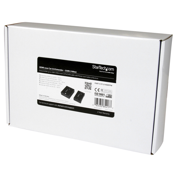 Cat5e/Cat6HDMIエクステンダー(延長器)HDBaseT規格準拠ウルトラ4K対応パワーオーバーケーブル(POC)最大100mまで延長送信機/受信機セット