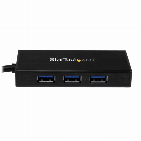 3ポートUSB3.0ハブ付きギガビットEthernet対応LANアダプタ(アルミ筐体、本体一体型ケーブル)USB3.0接続イーサネット対応有線LANアダプタ
