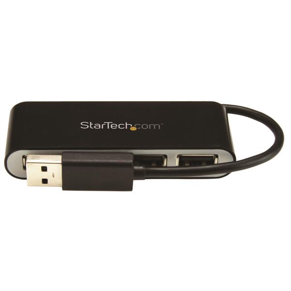 4ポートUSB2.0ハブ本体一体型ケーブル付きコンパクトミニUSBハブバスパワー対応