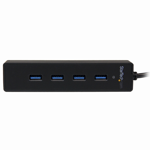 4ポートSuperSpeedUSB3.0ハブポータブルミニUSBHub1xUSB3.0A(オス)-4xUSB3.0A(メス)接続ケーブル内蔵ブラック