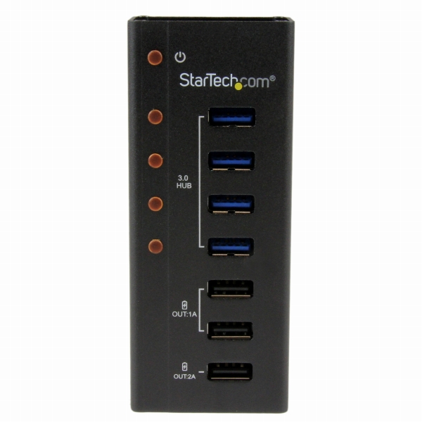 4ポートUSB3.0ハブ充電用USBポートx3搭載(2x1A/1x2A)壁取付け用ブラケット付属