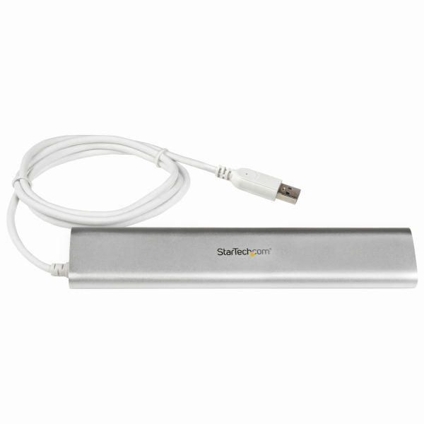 7ポートUSB3.0ハブ(ケーブル一体型)シルバーアルミニウム筐体20W対応ACアダプタ付属