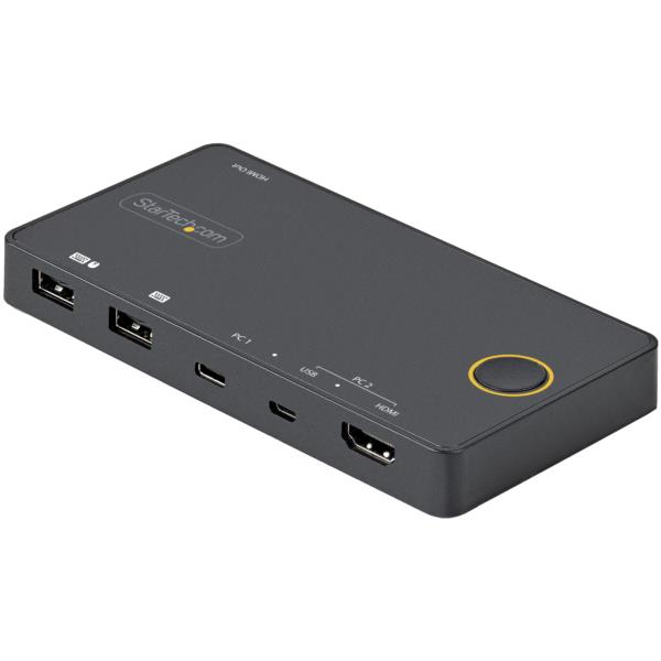 2ポートKVMスイッチ/USB-A+HDMI&USB-Cスイッチャー/4K60HzHDMI2.0シングルモニタ対応/デスクトップノートPC切替器/USBバスパワー/Thunderbolt3互換