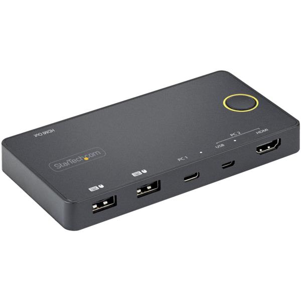 2ポートKVMスイッチ/USB-A+HDMI&USB-Cスイッチャー/4K60HzHDMI2.0シングルモニタ対応/デスクトップノートPC切替器/USBバスパワー/Thunderbolt3互換