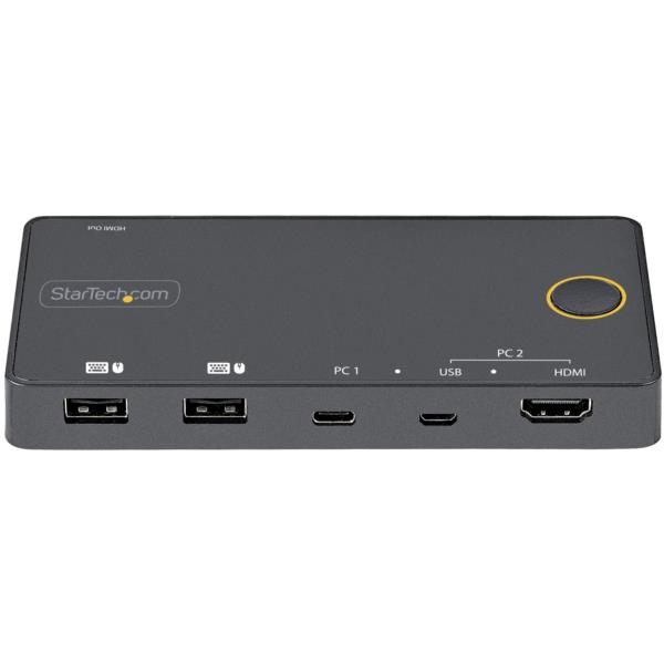 2ポートKVMスイッチ/USB-A+HDMI&USB-Cスイッチャー/4K60HzHDMI2.0シングルモニタ対応/デスクトップノートPC切替器/USBバスパワー/Thunderbolt3互換