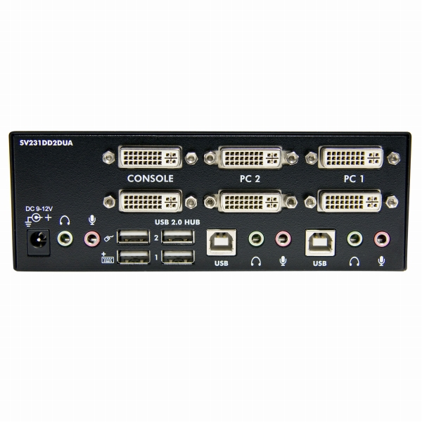 2ポートデュアルDVIディスプレイ対応USB接続KVMスイッチ/PCパソコンCPU切替器