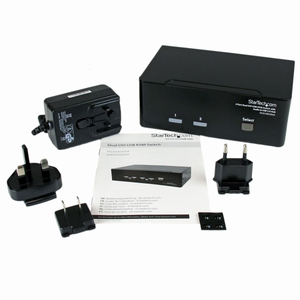 2ポートデュアルDVIディスプレイ対応USB接続KVMスイッチ/PCパソコンCPU切替器