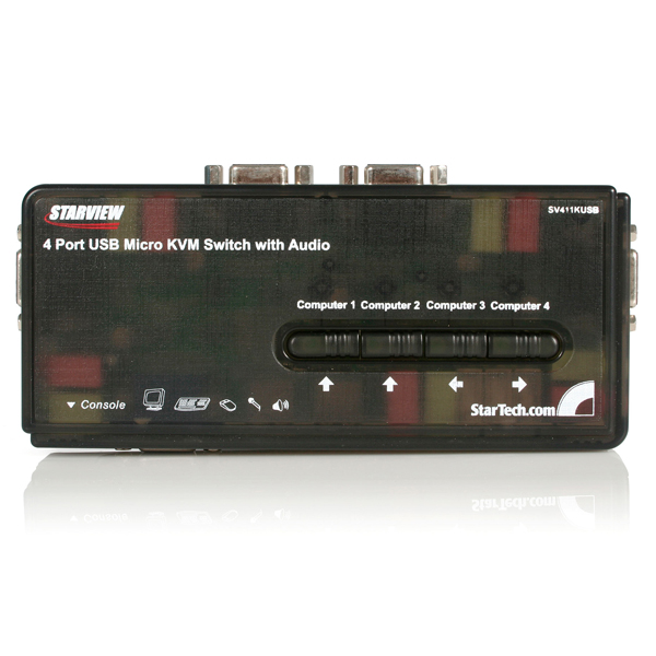 4ポートUSB接続KVMスイッチ(オーディオ対応/ケーブル付属)4台用PCパソコン/CPU切替器(ブラック)解像度2048x1536